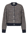 Isana stripe fluffy knit cardigan