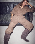 Suede Gather Crop Jacket