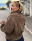 Suede Gather Crop Jacket