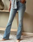 Becca Mid Rise Boot Cut Flap