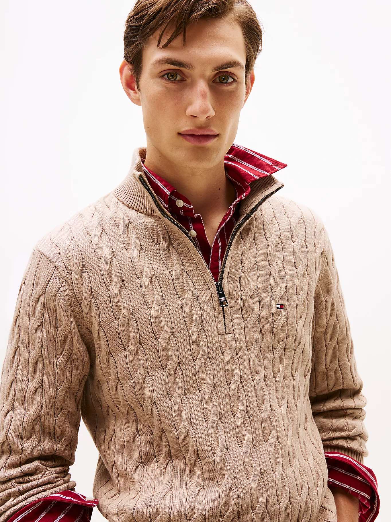 Classic Cotton Cable Zip Mock