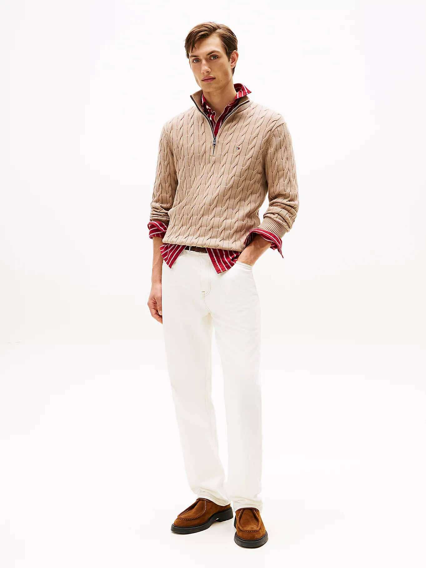 Classic Cotton Cable Zip Mock
