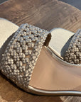 Metallic LTHR Kitten Sandal