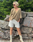 Cleo Short Cotton Linen Stripe