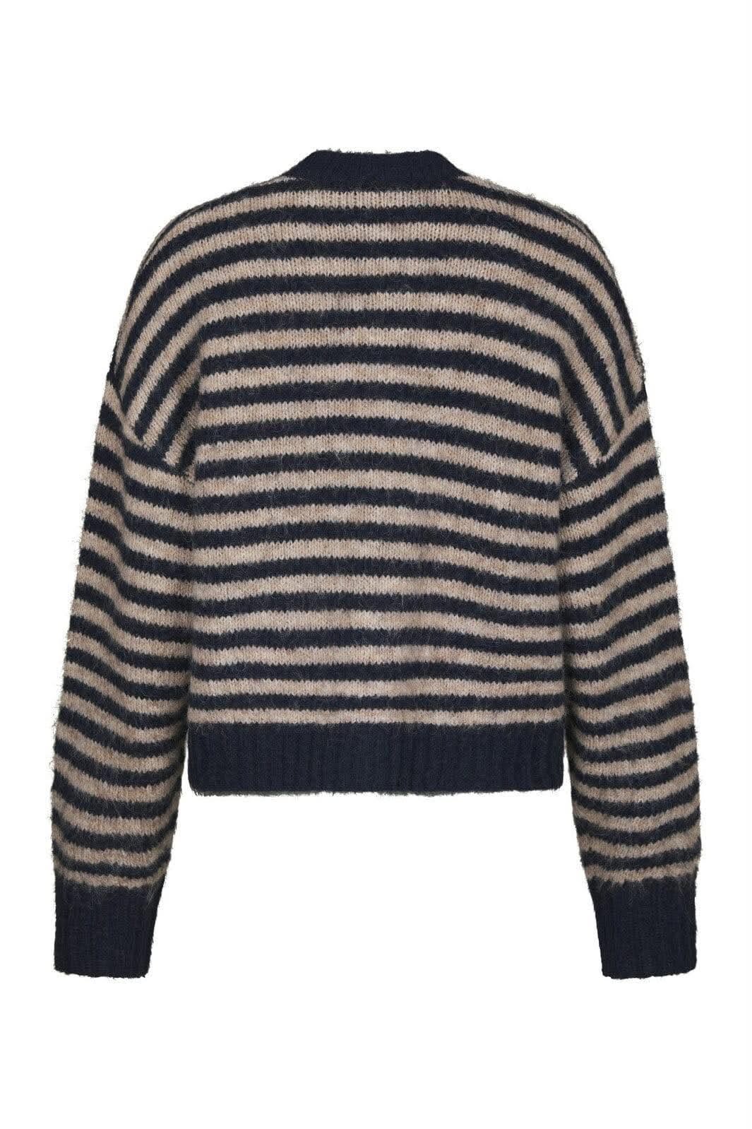 Isana stripe fluffy knit cardigan