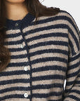 Isana stripe fluffy knit cardigan