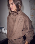 Suede Gather Crop Jacket