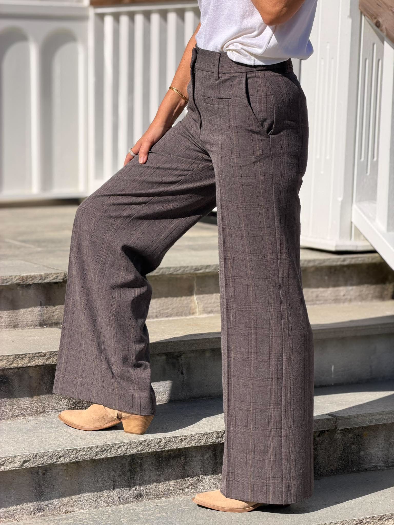 Check Fit Plain Pant
