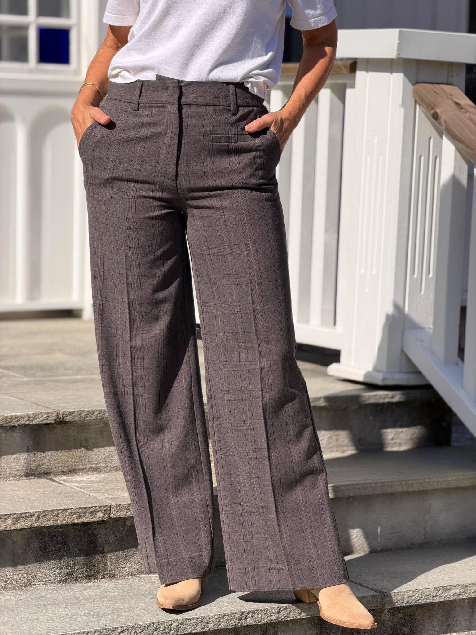 Check Fit Plain Pant