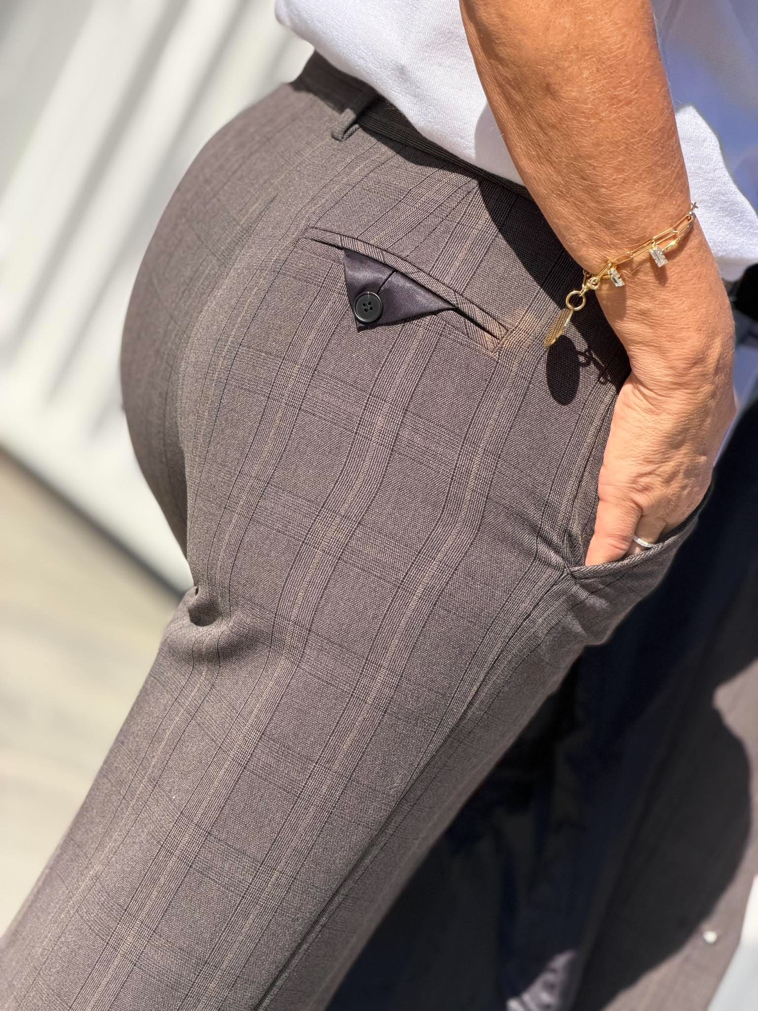 Check Fit Plain Pant
