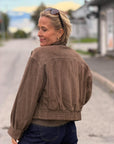Suede Gather Crop Jacket
