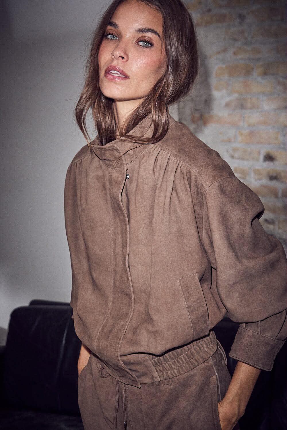 Suede Gather Crop Jacket